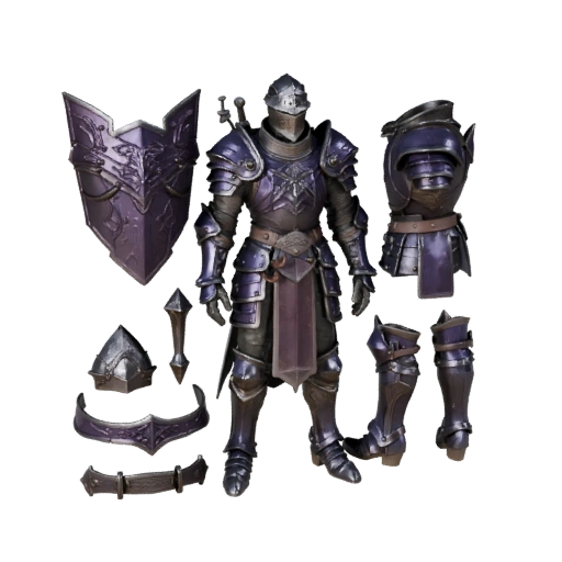 Modelo de Personagem Cavaleiro NPC Armado de Fantasia - Articulado
