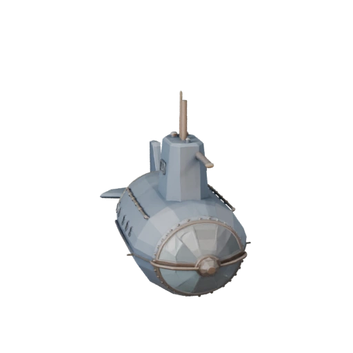 Low Poly U-Boot aus der Vintage-Zeit 3D-Modell für Unity & Unreal