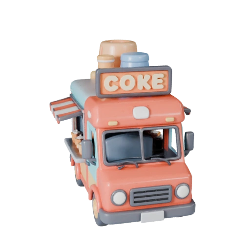 Modello 3D di Camioncino per Cibo Cartone Animato per Giochi Stilizzati Asset PBR (Legacy)
