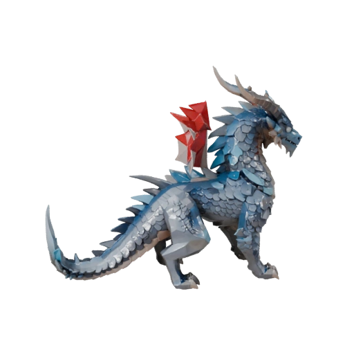 Low Poly Kristall Drache 3D Modell - Unity Game Asset mit FBX