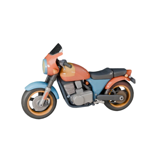 Modèle 3D de Moto Dessin Animé pour Jeux Stylisés Actif PBR
