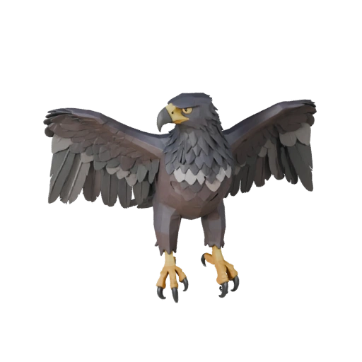 Modelo 3D de Águila Harpía Poligonal Bajo - Asset de Juego para Unity con FBX | PBR