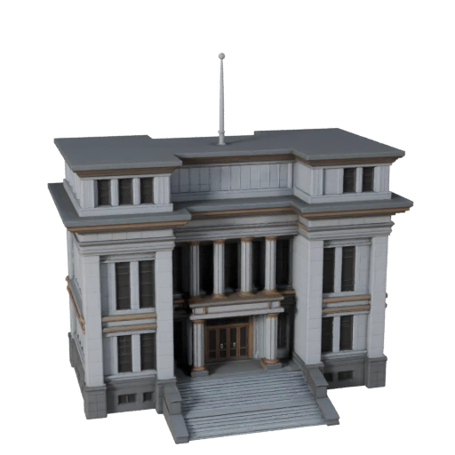 Low Poly Rathaus 3D Modell für Echtzeitspiele und VR