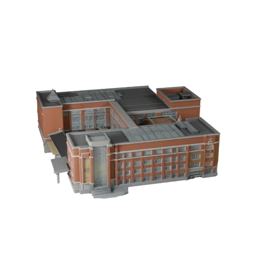 Modelo 3D de Edificio Universitario Poligonal Bajo para Juegos y RV