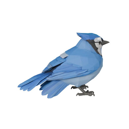 Low Poly Blauer Jay 3D Modell - Unity Game Asset mit FBX | PBR
