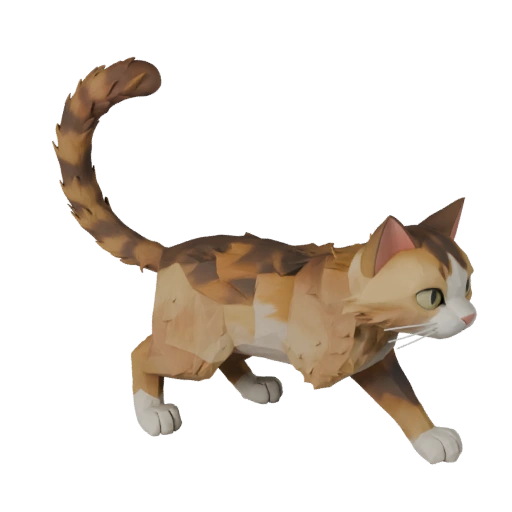Modèle 3D de Chat Ragamuffin Low Poly - Asset de Jeu Unity avec FBX