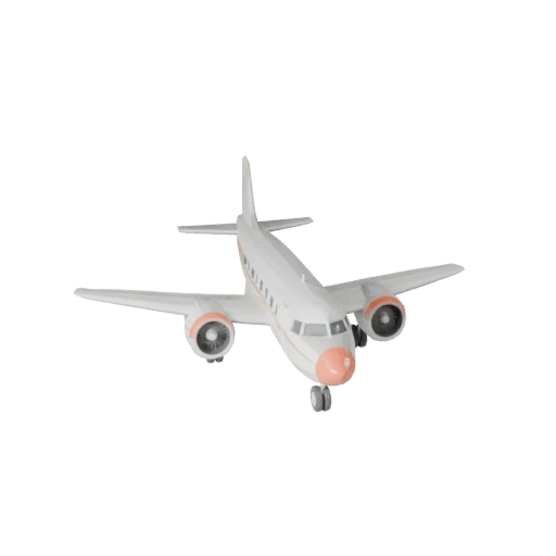 Modelo 3D de Avión de Pasajeros Vintage Polygonal Bajo para Unity y Unreal