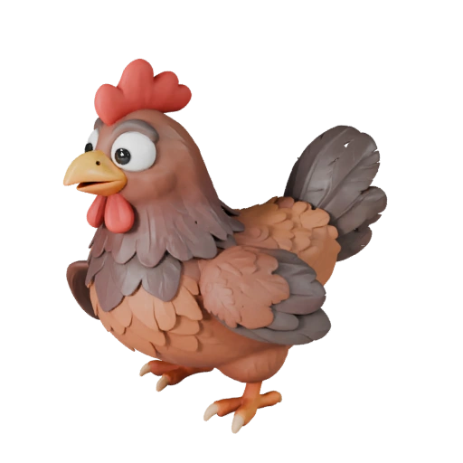 Cartoon Hähnchen 3D Modell - Stilisierte Ressource für Animation | PBR