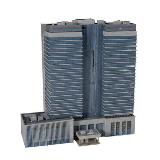 Hoher Poly-Hauptsitz für korporative Architekturvisualisierung 3D-Modell