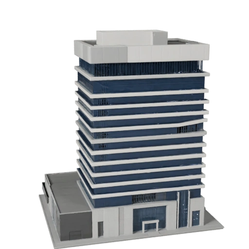 Edificio de Atrio de Oficina Estilizado Modelo 3D - Activo de Juego