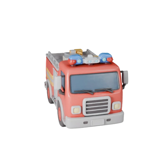 Modello 3D di Camion dei Pompieri Cartone Animato per Giochi Stilizzati Asset PBR (Legacy)