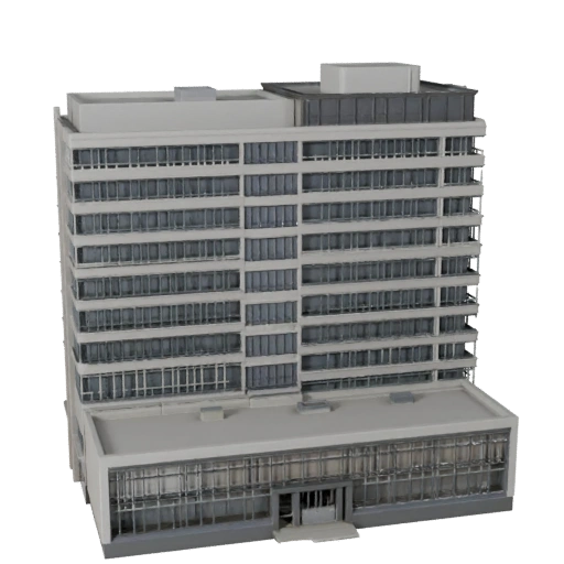 Modèle 3D STL de Bâtiment de Bureau Bas Imprimable - Asset d'Échelle