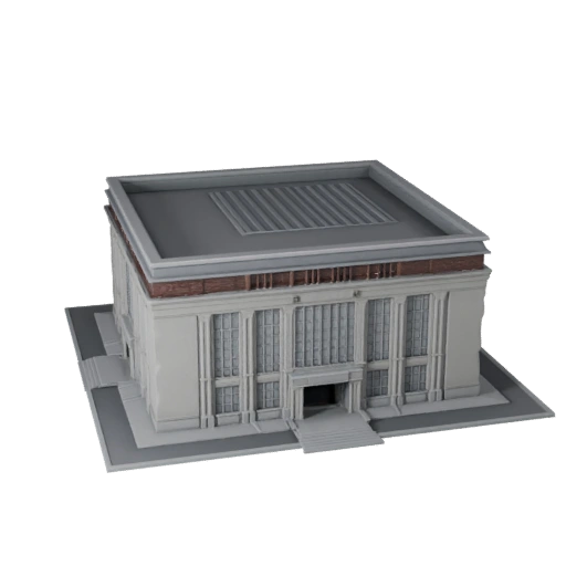 Low Poly Museum Gebäude 3D Modell für Echtzeit-Spiel-Asset