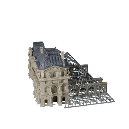 Низкополигональная 3D модель пирамиды Лувра для игрового ассета в реальном времени