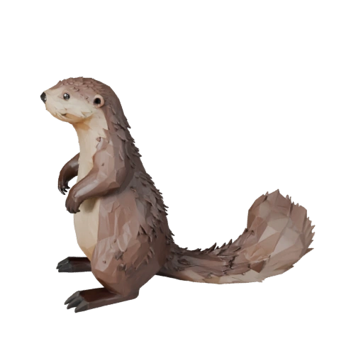 Modèle 3D de Loutre de Mer Low Poly - Asset Unity avec FBX | PBR