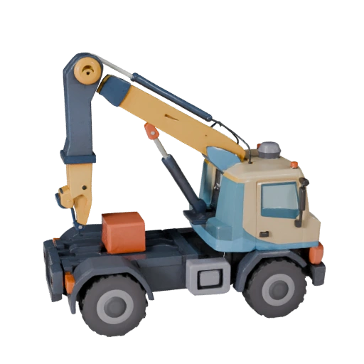 Cartoon Autokran 3D Modell für stilisierte Spiele PBR Asset