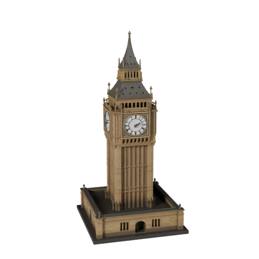 Modello 3D Stilizzato del Big Ben - Asset di Gioco per Architettura
