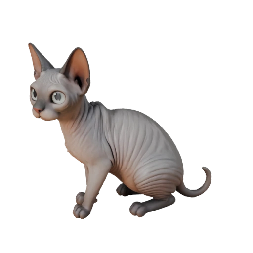 Modelo 3D de Gato Esfinge Caricatura - Asset Estilizado para Animación
