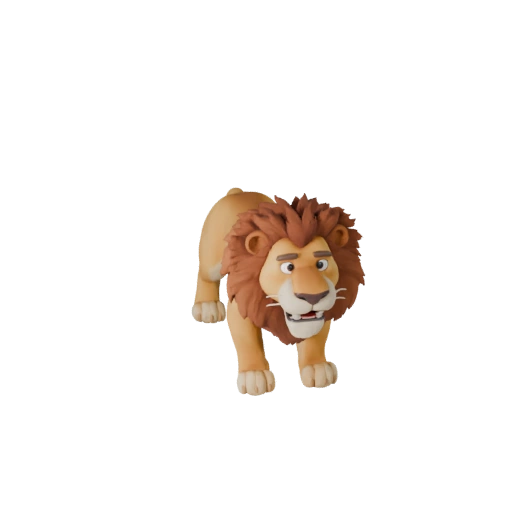Modelo 3D de León Africano Caricatura - Activo Estilizado para Animación