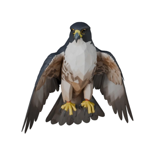 Modèle 3D Faucon Pèlerin Low Poly - Asset de Jeu Unity avec FBX