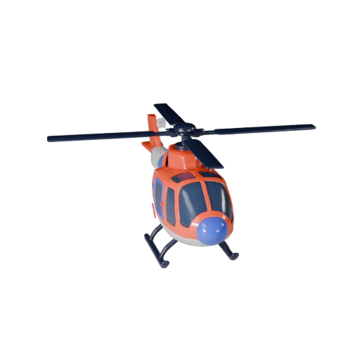 Modèle 3D d'hélicoptère de dessin animé pour jeux stylisés, actif PBR