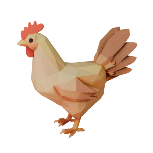 Low Poly Hähnchen 3D Modell - Unity Game Asset mit FBX | Lizenzfrei