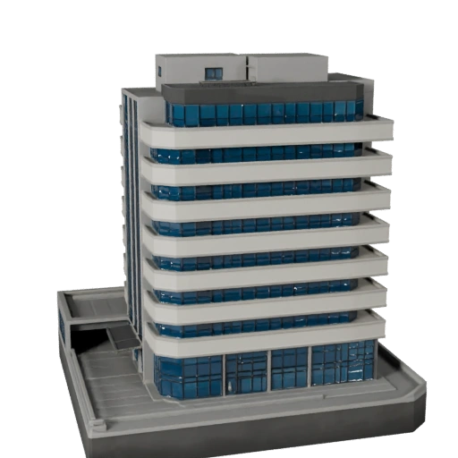 Complexe de bureaux commercial stylisé Modèle 3D - Asset de jeu