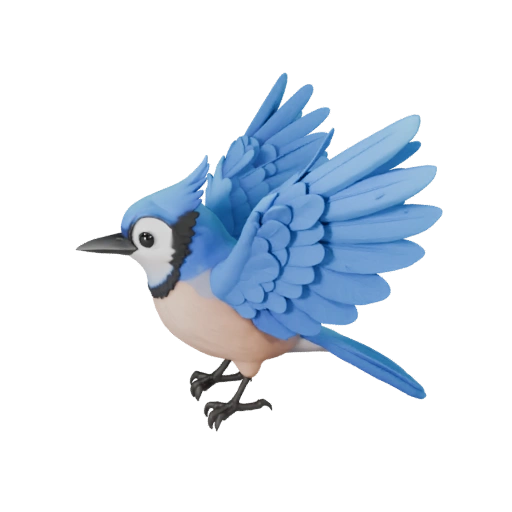 Cartoon Blauer Jay 3D Modell - Stilisierte Asset für Animation | PBR