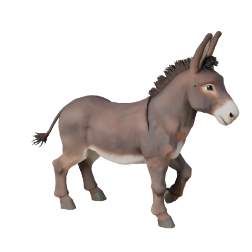 Modelo 3D de Burro Polygonal Bajo - Asset de Juego para Unity con FBX | Libre de Regalías
