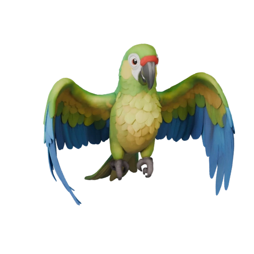 Modelo 3D de Arara de Desenho Animado - Asset Estilizado para Animação