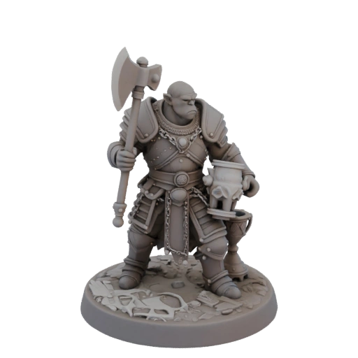 Miniature STL d'Orque Guerrier Médiéval - Prêt au Combat