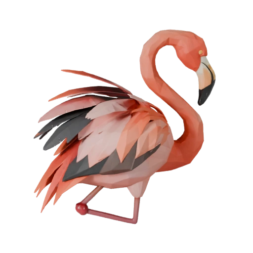 Modèle 3D Flamant Rose Low Poly - Asset de Jeu Unity avec FBX | PBR