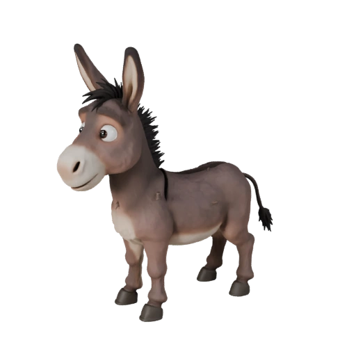 Modelo 3D de Burro Caricatura - Activo Estilizado para Animación | PBR