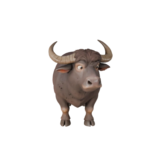 Modèle 3D de buffle d'eau dessin animé - Asset stylisé pour l'animation