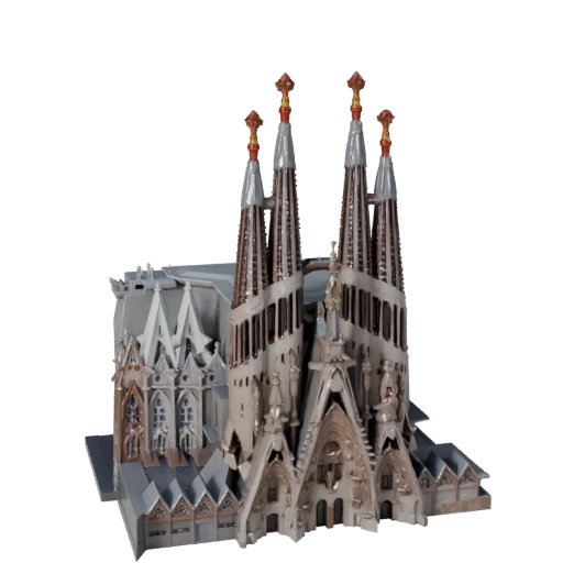 Stilisierte Sagrada Familia 3D-Modell - Spiel-Asset für Architektur