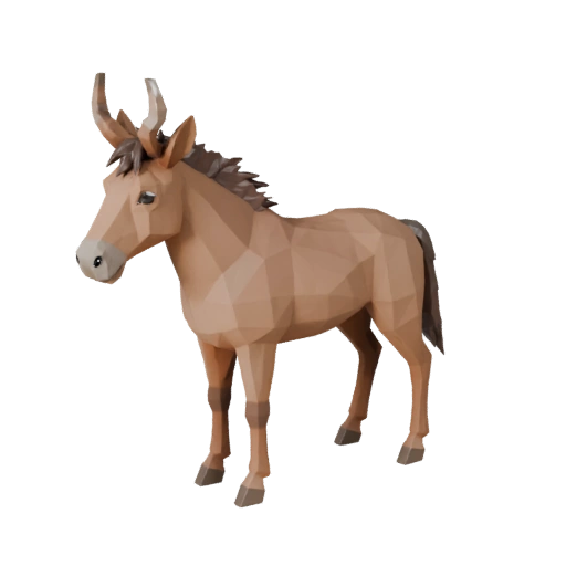Modelo 3D de Mula Poligonal Bajo - Asset de Juego para Unity con FBX | Libre de Regalías