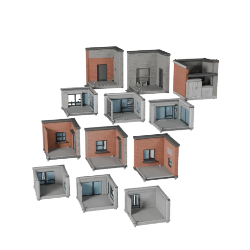 Low Poly Modulares Dorf Bausatz 3D Modell für Spiele & VR