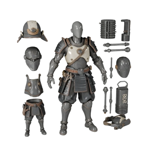Modelo de Personaje Samurái Blindado Cyberpunk - Articulado