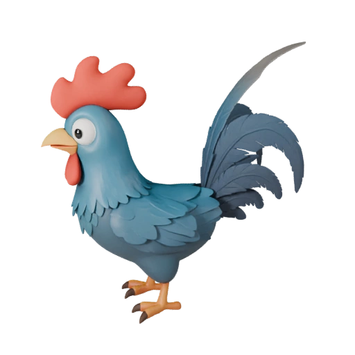 Modelo 3D de Gallo de Caricatura - Activo Estilizado para Animación | PBR