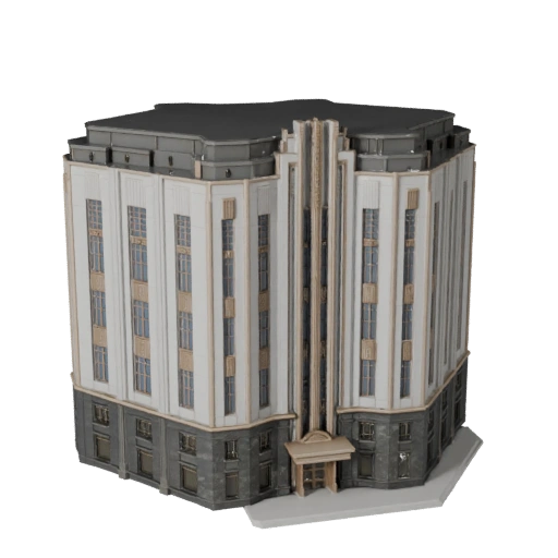 3D модель фасада в стиле Ар-деко - Реалистичный ассет для архитектурной визуализации