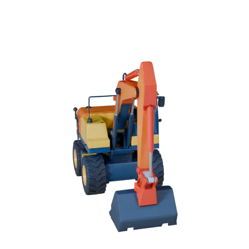Modèle 3D de chargeuse-pelleteuse dessin animé pour jeux stylisés