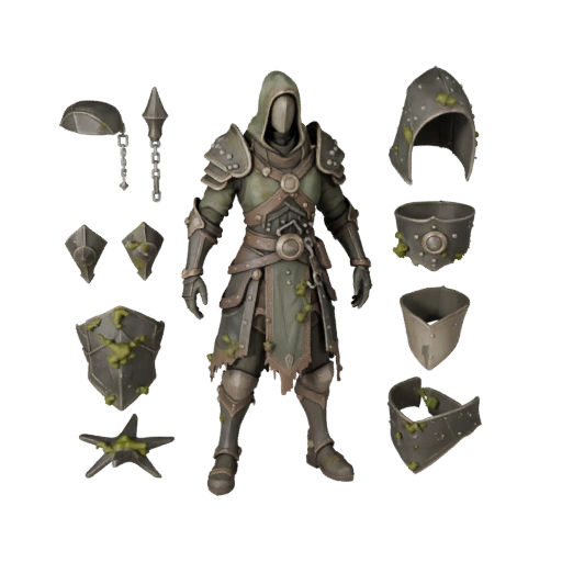 Modelo de Personagem Guerreiro NPC Armado de Fantasia - Articulado