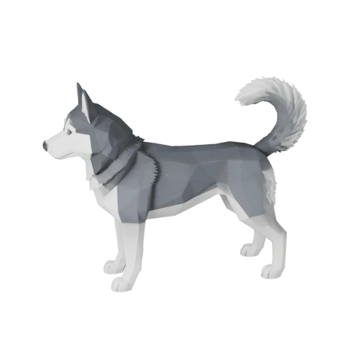 Modèle 3D de Chien Husky Sibérien Low Poly - Asset de Jeu Unity avec FBX