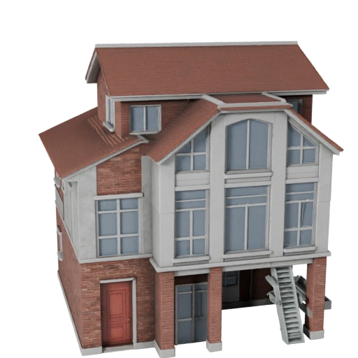 Modelo 3D de Casa Adosada para Unity - Activo de Juego para Arquitectura