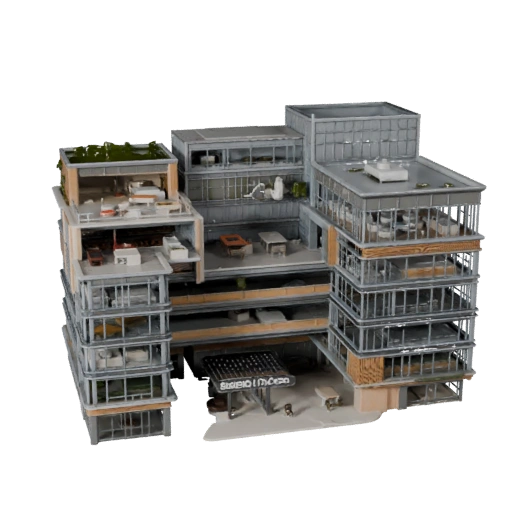Modelo 3D de Oficina Hub de Inicio de Alto Poligonaje para Activo de Render de Archviz