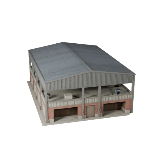 Edificio Birrificio Low Poly 3D Model per Asset di Gioco in Tempo Reale