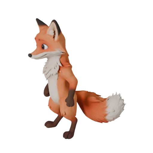 Cartoon Roter Fuchs 3D Modell - Stilisierte Asset für Animation | PBR