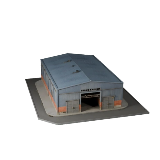 Modelo 3D de Cobertizo Industrial Estilizado - Activo de Juego para Arquitectura