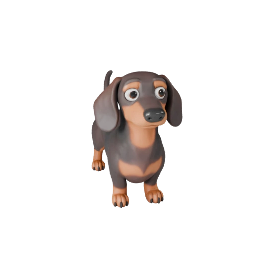 Modelo 3D de Perro Salchicha de Caricatura - Activo Estilizado para Animación