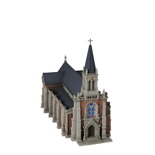 Stilisierte Kirche 3D-Modell - Spiel-Asset für Architektur
